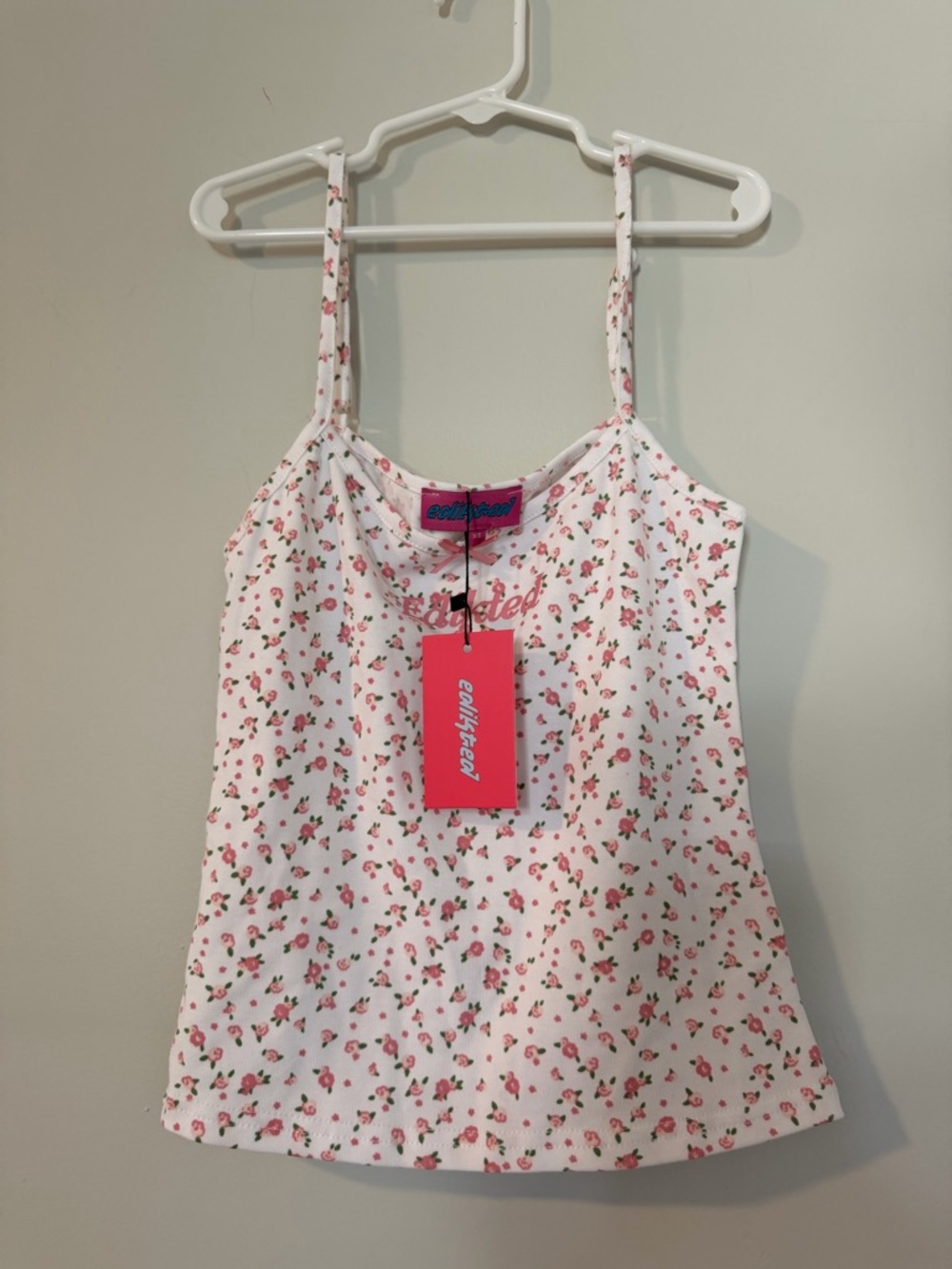 Edikted Cream Cami with Pink Rose Print